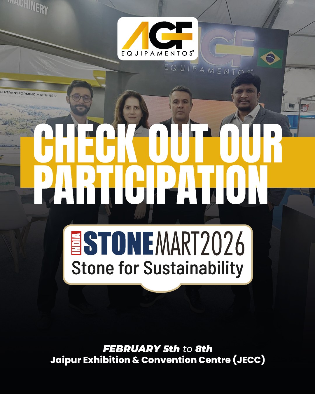 Thank you, @india_stonemart!
The impact of taking our flag to the other side of the world is beyond words.
Our participation in India Stonemart 2026 was marked by this positive surprise. We represented Brazil at the 13th edition of one of the largest trade shows in the sector, attracting attention and connecting Brazilian engineering with the main players in the Asian and global markets.
Feeling international recognition for our brand and technology reinforces that there are no boundaries for the quality of AGF Equipamentos. We crossed oceans to show that Brazil is a synonym for innovation and robustness in the stones sector.
Did you miss the details of our visit to the fair? Check it out and follow our global evolution.
🇧🇷 PT-BR
Obrigado, @india_stonemart!
O impacto de levar a nossa bandeira para o outro lado do mundo é indescritível.
Nossa participação na India Stonemart 2026 foi marcada por essa surpresa positiva. Representamos o Brasil na 13ª edição de uma das maiores feiras do setor, atraindo olhares e conectando a engenharia brasileira com os principais players do mercado asiático e global.
Sentir o reconhecimento internacional pela nossa marca e tecnologia reforça que não há fronteiras para a qualidade da AGF Equipamentos. Cruzamos oceanos para mostrar que o Brasil é sinônimo de inovação e robustez no setor de rochas.
Perdeu os detalhes da nossa passagem pela feira? Confira e acompanhe nossa evolução global!
.
.
#IndiaStonemart2026 #AGFEquipamentos #TBT #MaquinasQueTransformamOMundo #WorldTransformingMachines #DoBrasilParaOMundo #FromBrazilToTheWorld