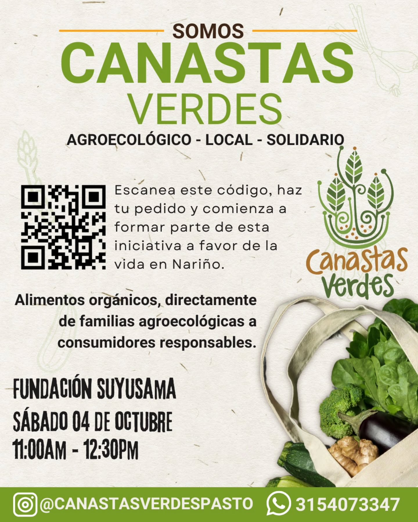 🌱Con mucho cariño y gratitud compartimos nuestra oferta de productos agroecológicos para la entrega del mes de octubre💜
Estamos muy emocionadas/os de sembrar nuevos caminos contigo, de construir puentes entre el campo y la ciudad, honrar la tierra y a las manos que la cuidan y compartir alimentos diversos y saludables.
Pueden realizar sus pedidos en el siguiente link: https://wa.me/c/573154073347
Nos vemos el sábado 04 de octubre para seguir fortaleciendo nuestro proceso a favor del sostenimiento de la vida.
