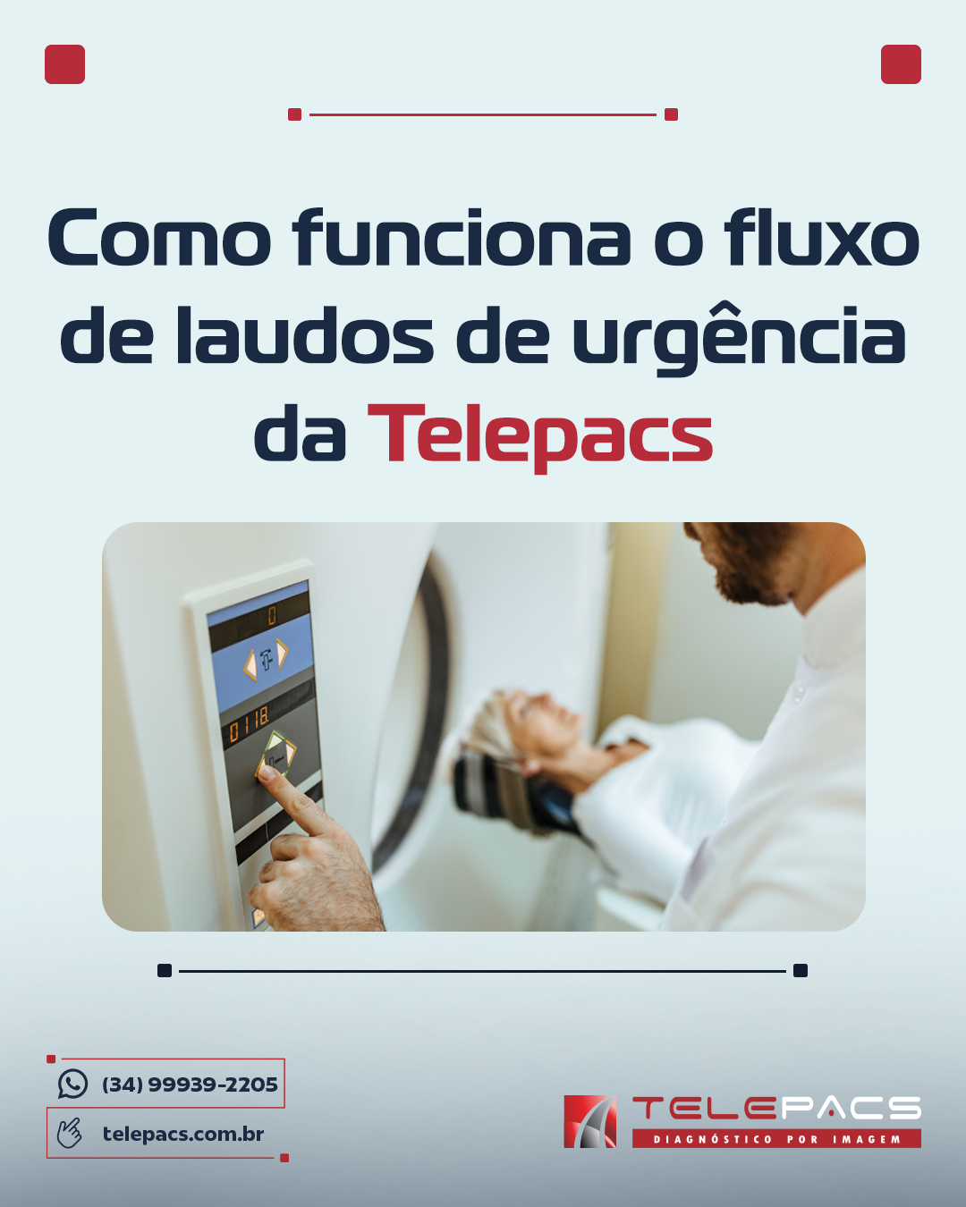 A urgência na radiologia hospitalar não é apenas uma questão de rapidez, mas de precisão e segurança. Em situações críticas, cada segundo conta e um laudo bem estruturado pode salvar vidas. 🌟
Você sabia que a Telepacs transforma a urgência em eficiência com um fluxo de laudos que vai muito além do simples "fazer rápido"? Nossa abordagem envolve tecnologia de ponta, uma equipe dedicada e processos rigorosos que garantem diagnósticos precisos em minutos. 🚀
Imagine ter um sistema que prioriza automaticamente os exames urgentes, aciona alertas em tempo real e garante que os profissionais mais qualificados estejam prontos para agir. Com a Telepacs, isso é uma realidade! E o melhor: você tem acesso a relatórios que monitoram a eficiência do processo.
Acesse nosso Blog abaixo ou link na bio e saiba mais!
📲 (34) 99939-2205
🌐 telepacs.com.br
#Telepacs #Telerradiologia #RadiologiaDeUrgência #SaúdeComQualidade #DiagnósticoPreciso