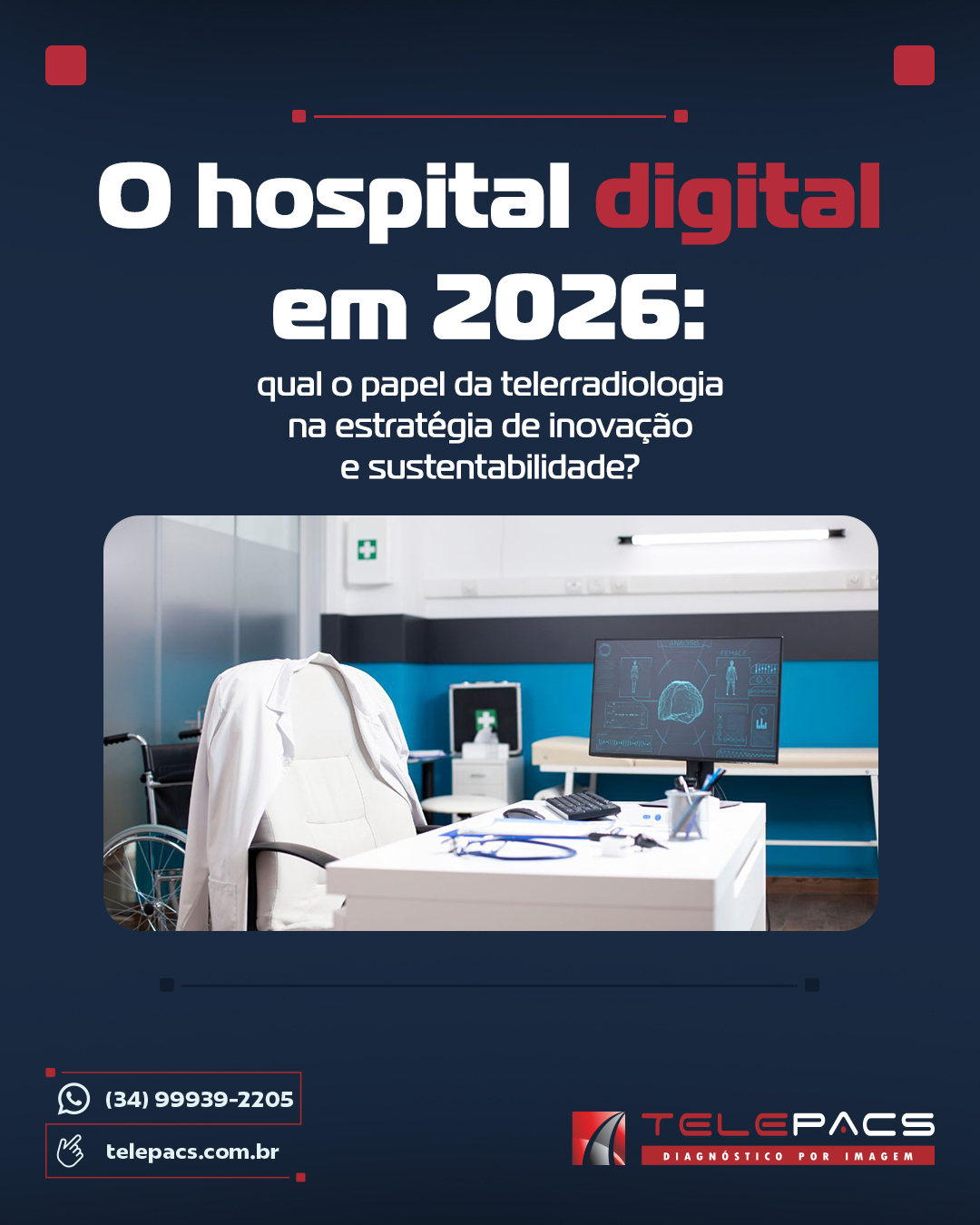 A transformação digital na saúde deixou de ser uma promessa distante. Em 2026, hospitais que desejam manter eficiência, qualidade assistencial e sustentabilidade precisarão operar de forma cada vez mais integrada, orientada por dados e centrada no paciente. Nesse contexto, a telerradiologia deixa de ser apenas um serviço de apoio para assumir um papel estratégico no desenho do hospital digital.
Para diretores clínicos e líderes institucionais, a pergunta não é mais se devem adotar a telerradiologia, mas como ela pode ser integrada à estratégia de inovação e sustentabilidade da instituição.
O que caracteriza um hospital digital em 2026?
O hospital digital se define pela capacidade de integrar sistemas, dados e pessoas em fluxos contínuos de cuidado. Prontuários eletrônicos interoperáveis, automação de processos, uso clínico da Inteligência Artificial e análise de indicadores fazem parte desse modelo.
No entanto, a tecnologia por si só não é suficiente. Por isso, o hospital digital exige governança clara, padronização de processos e decisões clínicas baseadas em evidências.
Para um diretor clínico, isso se traduz em maior segurança do paciente, previsibilidade operacional e capacidade de escalar o atendimento sem comprometer a qualidade.
Por que a telerradiologia deixa de ser apenas um serviço de apoio?
Historicamente, a telerradiologia foi vista como uma solução pontual para cobrir plantões, reduzir filas ou suprir a falta de especialistas. Em 2026, essa visão estará obsoleta.
No hospital digital, a conectividade é um ativo estratégico. A telerradiologia moderna se integra a sistemas como HIS, RIS, PACS, prontuário eletrônico e soluções de IA, garantindo fluxo contínuo de informações...
Acesse nosso Blog abaixo ou link na bio e saiba mais!
📲 (34) 99939-2205
🌐 telepacs.com.br
#HospitalDigital, #Telerradiologia, #TransformacaoDigitalNaSaude, #GovernancaClinica, #InovacaoEmSaude #Telepacs