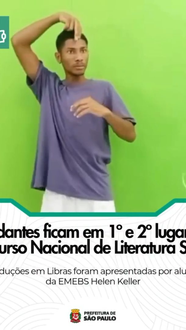 🏆✨ Talento, protagonismo e cultura em Libras
Estudantes da Rede Municipal de Ensino de São Paulo conquistaram o 1º e o 2º lugar no Primeiro Concurso Nacional de Literatura Surda! 💙
🥇 Gabriel Ferreira Mota garantiu o 1º lugar com a obra “De volta ao meu sonho de ser surdo”
🥈 Julia Dias dos Santos Silva ficou com o 2º lugar com “Poder de cheiro ser resistência”
Ambos são da EMEBS Helen Keller e desenvolveram seus trabalhos em Libras como parte de um projeto pedagógico que valoriza a Literatura Surda e a expressão artística dos estudantes.
A conquista reforça o compromisso da Rede com uma educação bilíngue, inclusiva e que valoriza as múltiplas formas de linguagem e identidade.
👏 Parabéns aos estudantes e educadores envolvidos por levarem a potência da Libras e da cultura surda ainda mais longe!
💬 Quer saber mais? Comente NOTÍCIA ou envie no direct.
#EducaçãoInclusiva #Libras #LiteraturaSurda #ProtagonismoEstudantil #SMESP EducaçãoTransforma