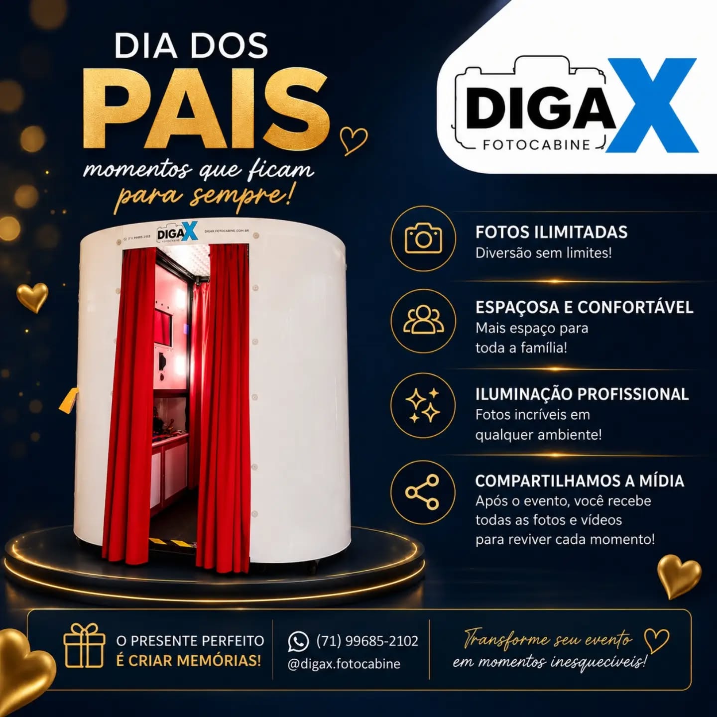 O melhor presente é guardar esse momento para sempre! 💙Celebre o Dia dos Pais com a DigaX!Ga....