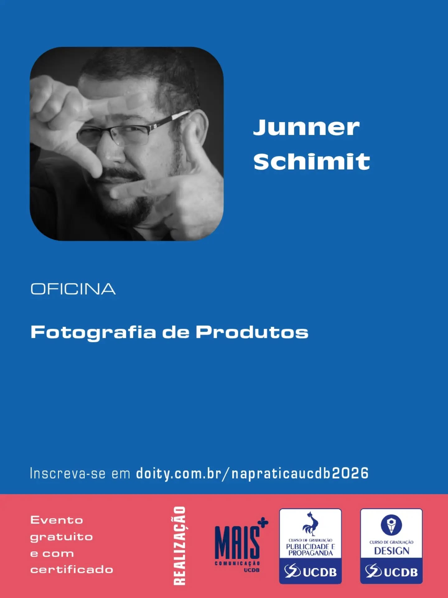 De 08 a 10/09 acontece o Design e Propaganda na Prática. O tradicional evento anual dos cursos traz grandes nomes do nosso mercado para palestras e oficinas, compartilhando suas experiências e práticas de sucesso.
O evento é gratuito, com certificado, e as inscrições podem ser feitas em doity.com.br/napraticaucdb2026